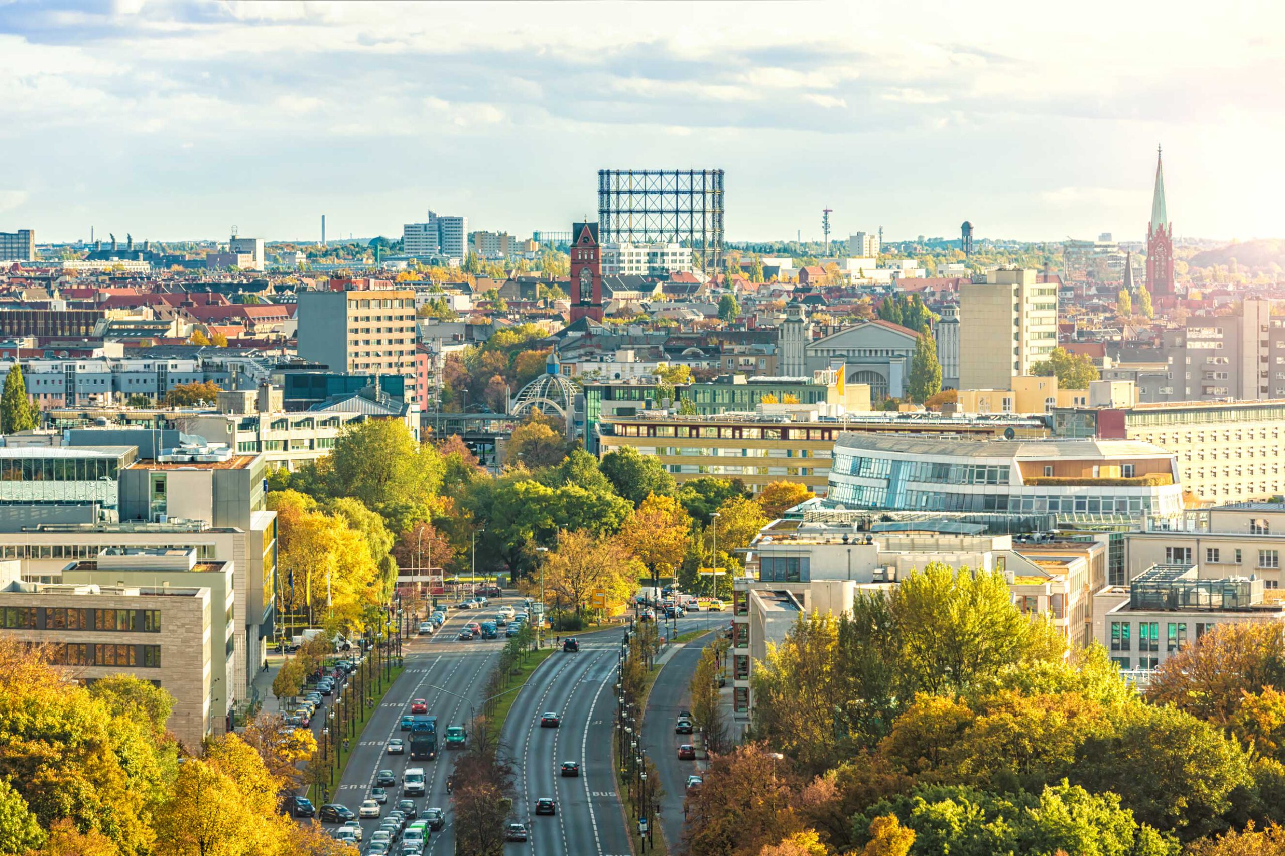 Berlin-Schöneberg aus Vogelperspektive im herbstlichen Sonnenschein